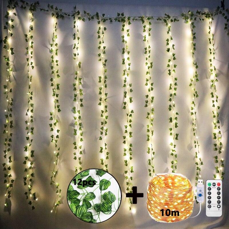 Cascata Guirlanda Verde com Led 12 Peças - My Store