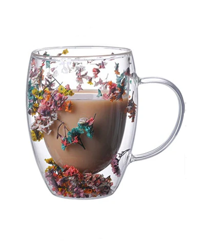 Caneca de Parede Dupla Floral  300mL